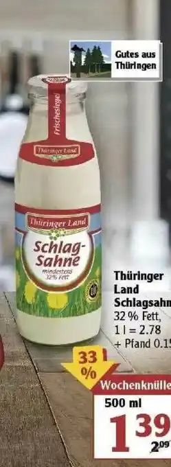 Globus Thüringer Land Schlagsahn Angebot