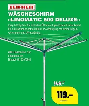 Leitermann Baumarkt Leifheit Wäscheschirm »linomatic 500 Deluxe« Angebot