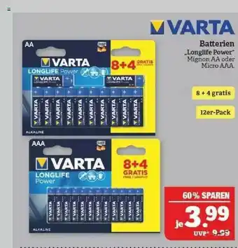 Marktkauf Varta Batterien „longlife Power” Angebot