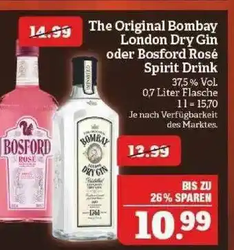 Marktkauf The Original Bombay London Dry Gin Oder Bosford Rosé Spirit Drink Angebot