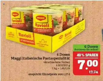 Marktkauf 6 Dosen Maggi Italienische Pastaspezialität Angebot