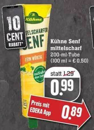 Kühne Senf Mittelscharf Angebot bei Edeka