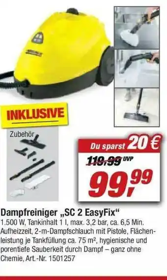 toom Baumarkt Dampfreiniger „sc 2 Easyfix” Angebot