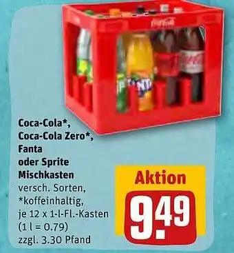 REWE Kaufpark Coca-cola, coca-cola zero, fanta oder sprite mischkasten Angebot