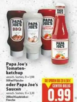 E-Center Papa Joe's Tomatenketchup Oder Papa Joe's Saucen Angebot