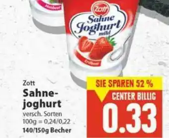 E-Center Zott Sahnejoghurt Angebot