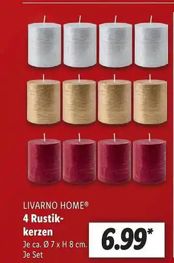 Lidl Livarno home 4 rustikkerzen Angebot