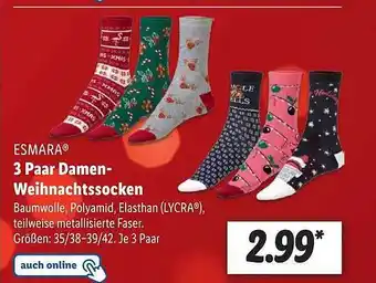 Lidl Esmara 3 paar damen-weihnachtssocken Angebot