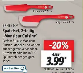 Lidl Ernesto spatelset, 2-teilig „monsieur cuisine“ Angebot