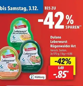 Lidl Dulano leberwurst rügenwalder art Angebot