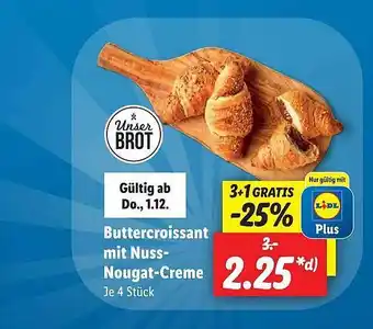 Lidl Buttercroissant mit nuss-nougat-creme Angebot