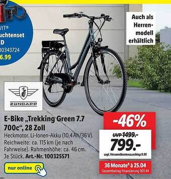 Lidl Zündapp e-bike „trekking green 7.7 700c“, 28 zoll Angebot