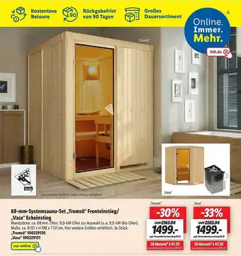 Lidl Karibu 68-mm-systemsauna-set „tromso“ fronteinstieg oder „vasa“ eckeinstieg Angebot