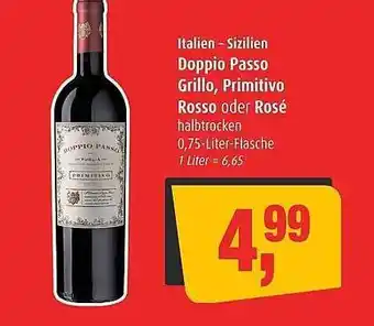 Markant Italien-sizilien doppio passo grillo, primitivo rosso oder rosé Angebot