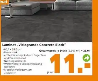 Globus Baumarkt Laminat „visiogrande concrete black” Angebot