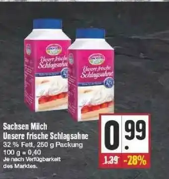 Edeka Sachsen Milch Unsere Frische Schlagsahne Angebot