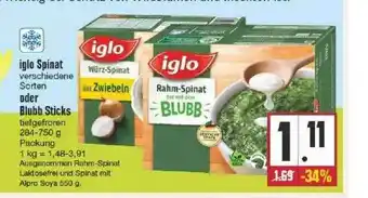 Edeka Iglo Spinat Oder Blubb Sticks Angebot