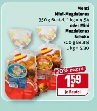 REWE Kaufpark Monti Mini-magdalenas Oder Mini Magdalenas Schoko Angebot