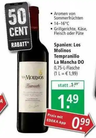 Marktkauf Spanien: Los Molinos Tempranillo La Mancha D0 Angebot