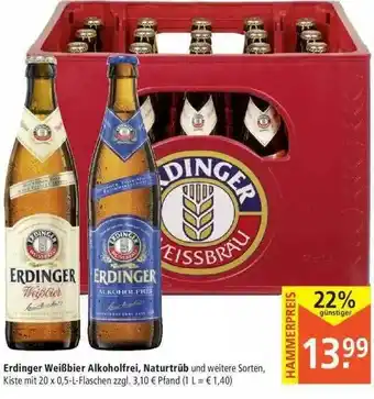 Marktkauf Erdinger Weißbier Alkoholfrei, Naturtrüb Angebot