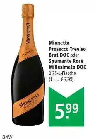 Marktkauf Mionetto Prosecco Treviso Brut Doc Oder Spumante Rosé Millesimato Doc Angebot