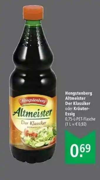 Marktkauf Hengstenberg Altmeister Der Klassiker Oder Kräuter-essig Angebot