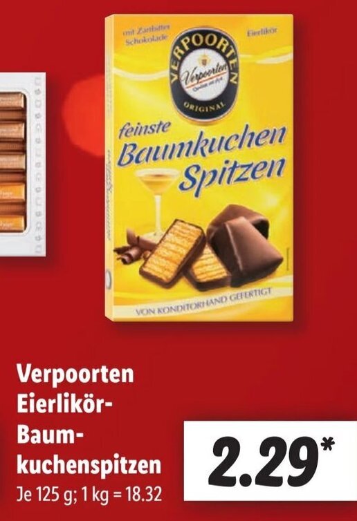 Verpoorten Eierlikör Baumkuchenspitzen 125 g Angebot bei Lidl