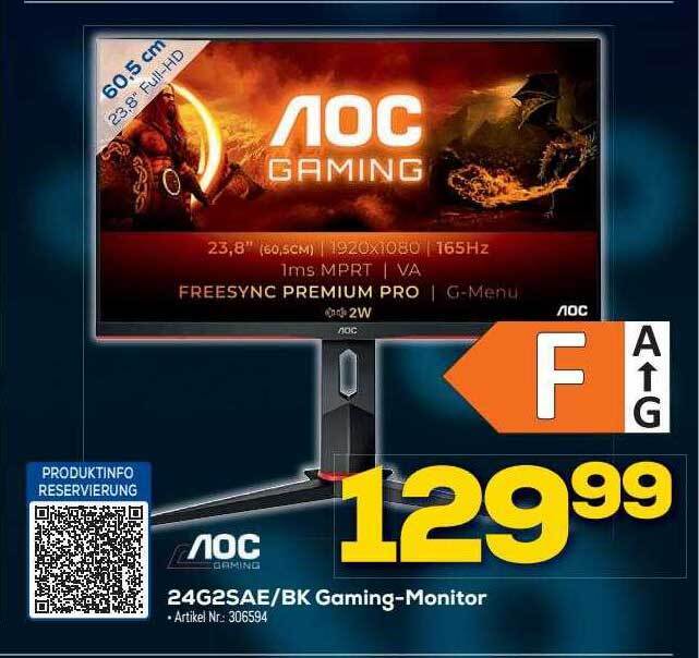 Aoc 24g2sae bk gamingmonitor Angebot bei Euronics Berlet