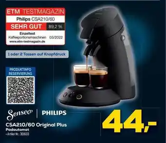 Euronics Berlet Senseo philips csa210 60 original plus padautomat Angebot