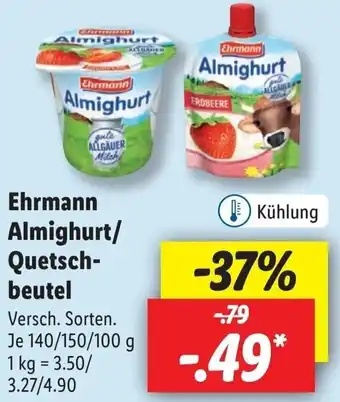 Lidl Ehrmann Almighurt/Quetschbeutel 140/150/100 g Angebot