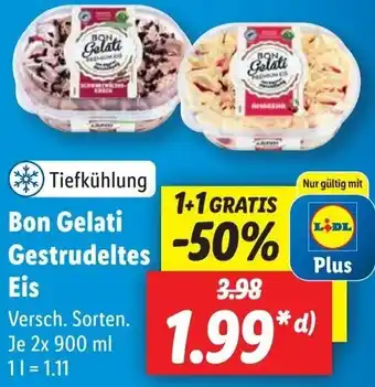 Lidl Bon Gelati Gestrudeltes Eis 2x900 ml Angebot