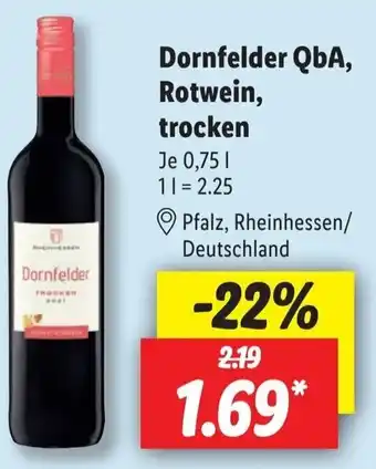 Lidl Dornfelder QbA, Rotwein, trocken 0,75 L Angebot