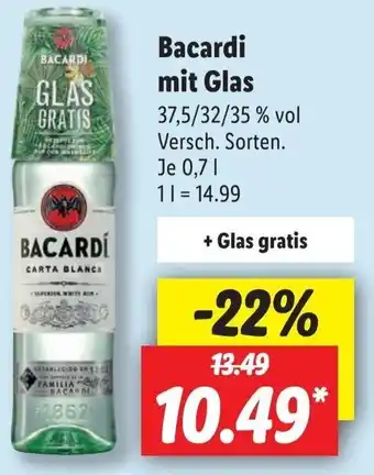 Lidl Bacardi mit Glas 0,7 L Angebot