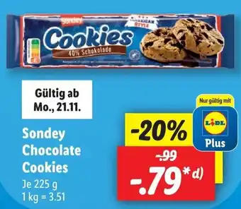 Lidl Sondey Chocolate Cookies 225 g Angebot