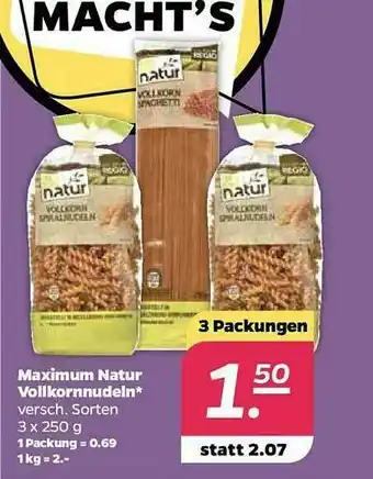 NETTO Maximum Natur Vollkornnudeln Angebot