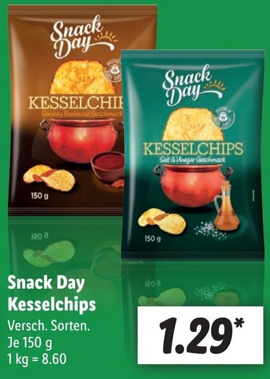 Snack Day Kesselchips 150 g Angebot bei Lidl