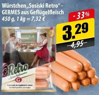 Mix Markt Germes Würstchen Sosiski Retro aus Geflügelfleisch 450 g Angebot