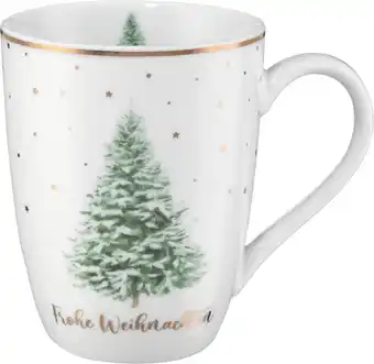 dm drogerie Dekorieren & einrichten kaffeebecher 330ml tannebaum weiß-grün-gold frohe weihnachten Angebot