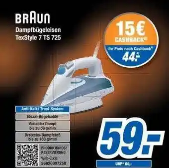 Expert Bening Braun dampfbügeleisen texstyle 7 ts 725 Angebot