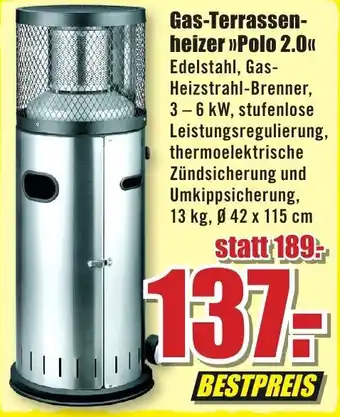 B1 Discount Baumarkt Gas Terrassenheizer Polo 2.0 Angebot