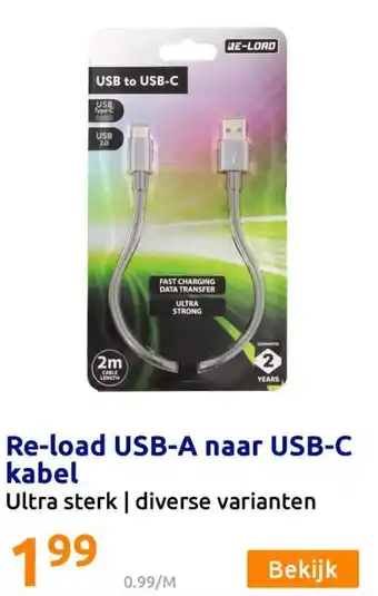 Action Re-load USB-A naar USB-C kabel Angebot