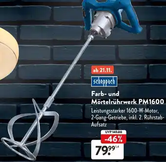 Aldi Süd Scheppach Farb und Mörtelrührwerk PM1600 Angebot