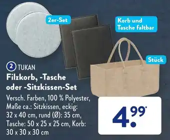 Aldi Süd Tukan Filzkorb, Tasche oder Sitzkissen Set Angebot