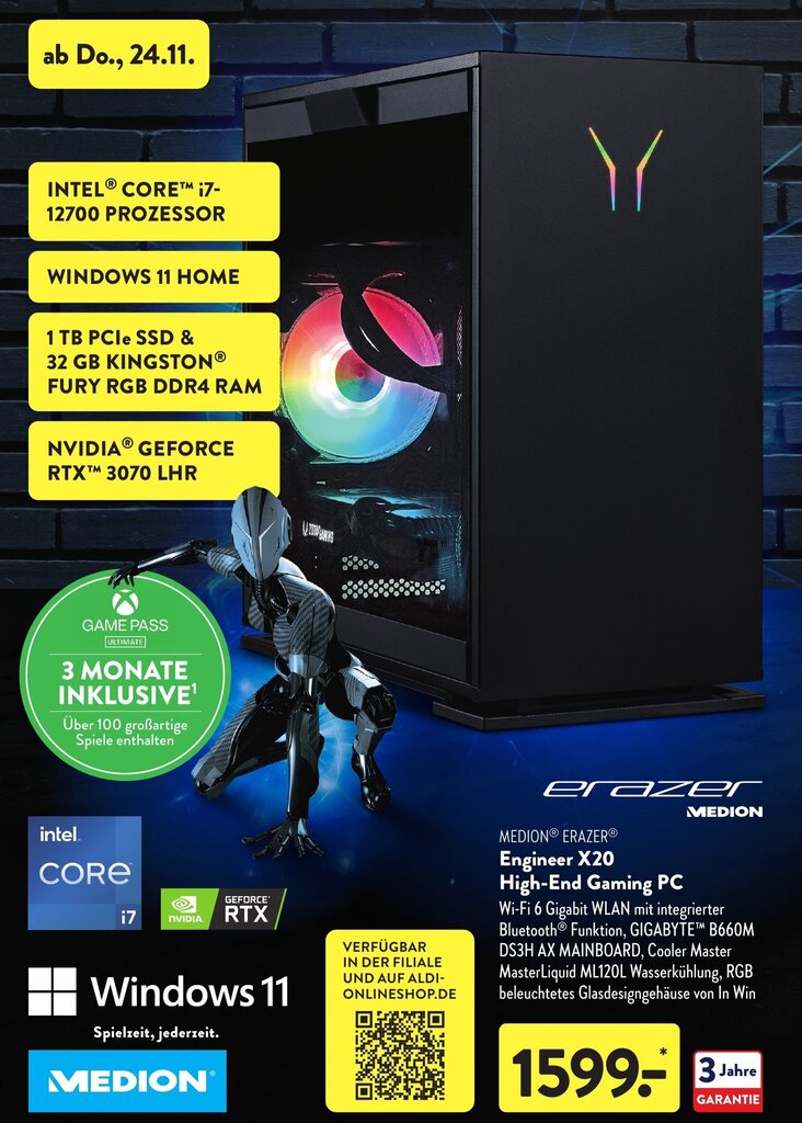 Medion Erazer Engineer X20 High End Gaming PC Angebot bei Aldi Süd