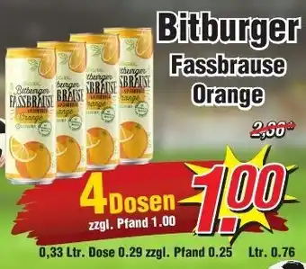 Wiglo Wunderland Bitburger Fassbrause Orange 4x0,33 Ltr. Dose Angebot