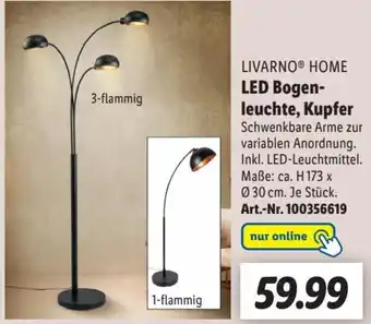 Lidl Livarno Home LED Bogenleuchte, Kupfer Angebot