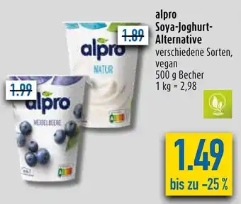 diska Alpro Soya Joghurt Alternative 500 g Becher Angebot