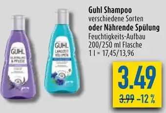 diska Guhl Shampoo oder Nährende Spülung 200/250 ml Flasche Angebot