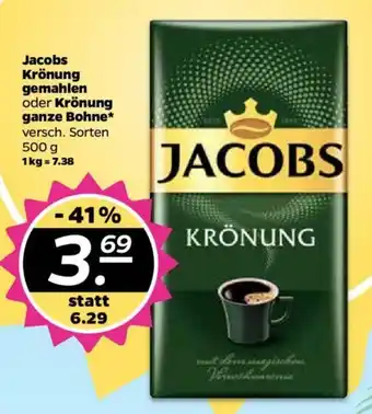 NETTO Jacobs Krönung gemahlen oder Krönung ganze Bohne 500g Angebot