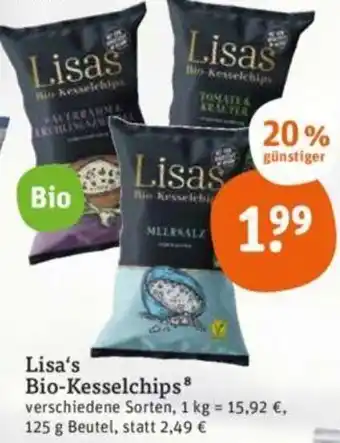 tegut Lisa's Bio Kesselchips 125 g Beutel Angebot